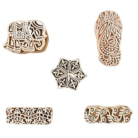 Set of 5 Piece New Mix Wooden Printing Blocks